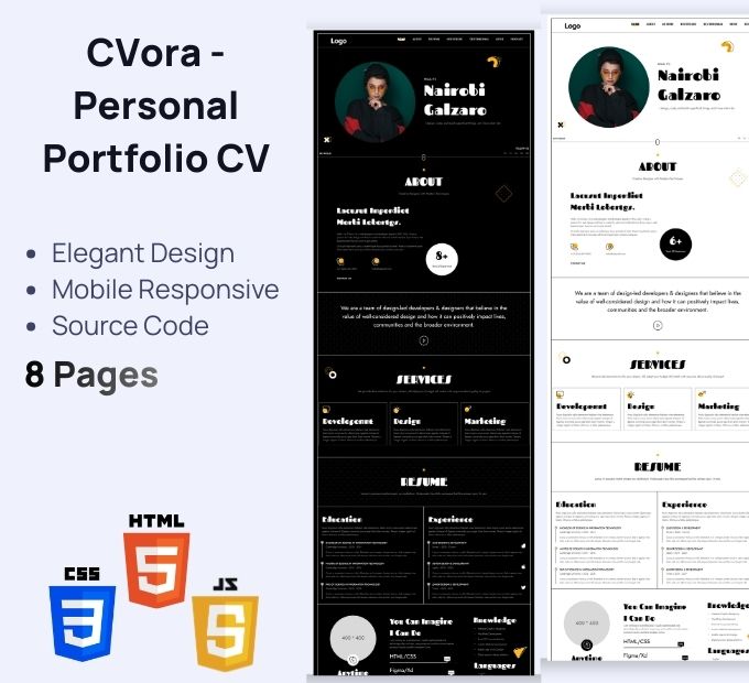 CVora – Personal Portfolio & CV Elegant HTML