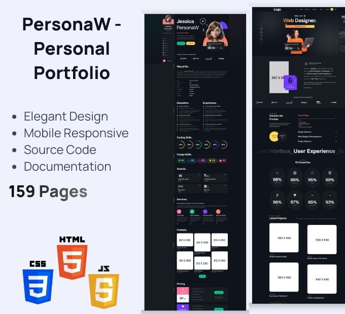 PersonaW – Personal Portfolio HTML Pack